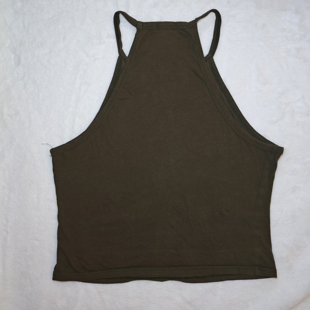 Bozzolo Olive‎ Green Medium Halter High Neckline Crop Top sleeveless - Picture 3 of 4